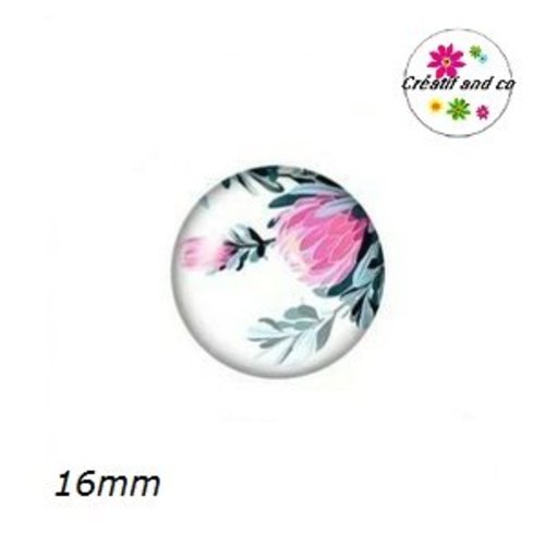 X2 cabochons fleuris 16mm