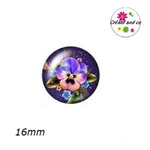 X2 cabochons fleuris 16mm