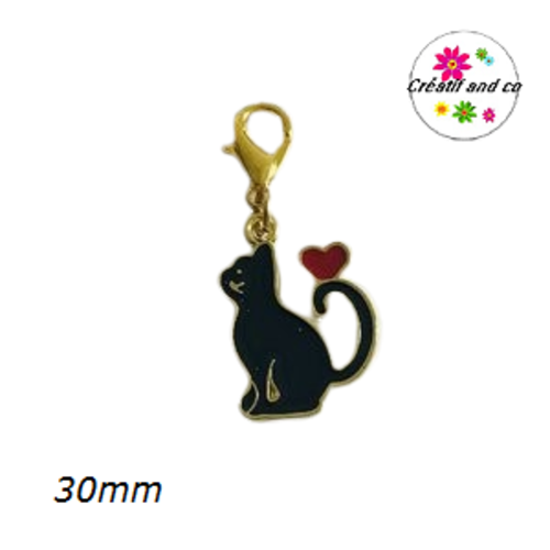 Charm's chat noir émail 30mm