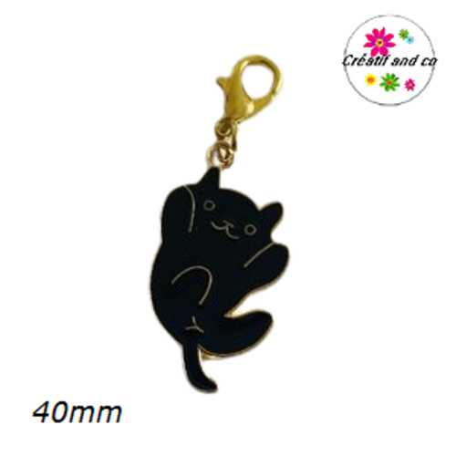 Charm's chat noir émail 40mm
