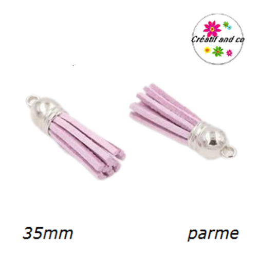 Pendentif pompon suédine parme 35mm