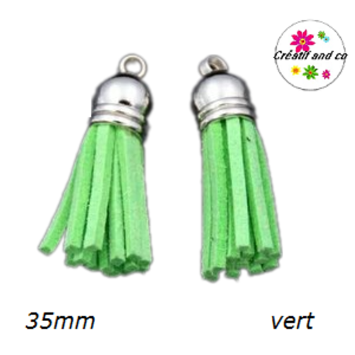 Pendentif pompon suédine vert 35mm