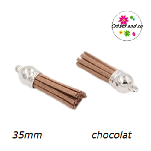 Pendentif pompon suédine chocolat  35mm