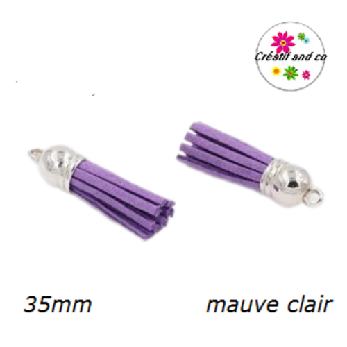 Pendentif pompon suédine mauve très clair 35mm