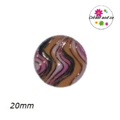 Cabochon vague multicouleur résine 20mm