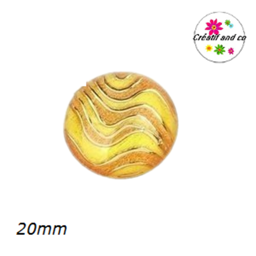 Cabochon vague jaune, orange et or résine 20mm