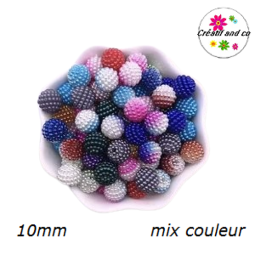 X5 perles rondes mix couleur 10mm