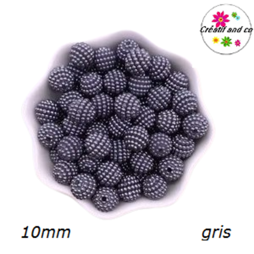 X5 perles rondes grises 10mm