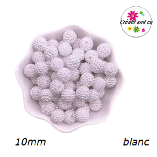 X5 perles rondes blanches 10mm