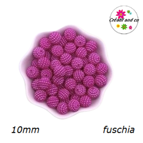X5 perles rondes fuchsias 10mm