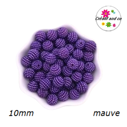 X5 perles rondes mauves 10mm