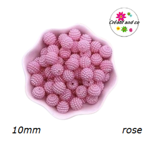 X5 perles rondes roses pâles 10mm