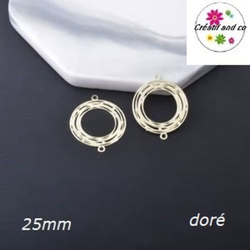 Connecteur estampe cercle doré 25mm
