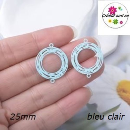 Connecteur estampe cercle bleu clair 25mm