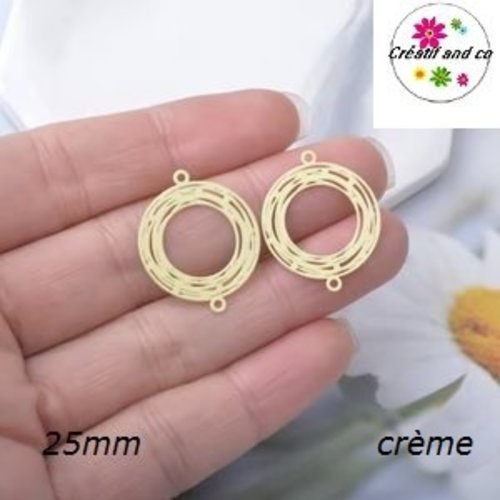 Connecteur estampe cercle crème 25mm