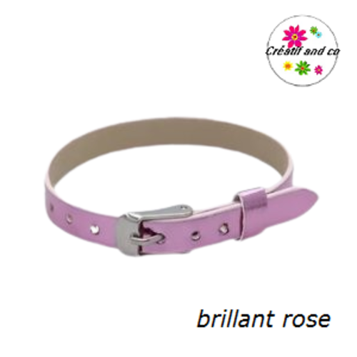Bracelet simili cuir brillant rose pâle 20cm