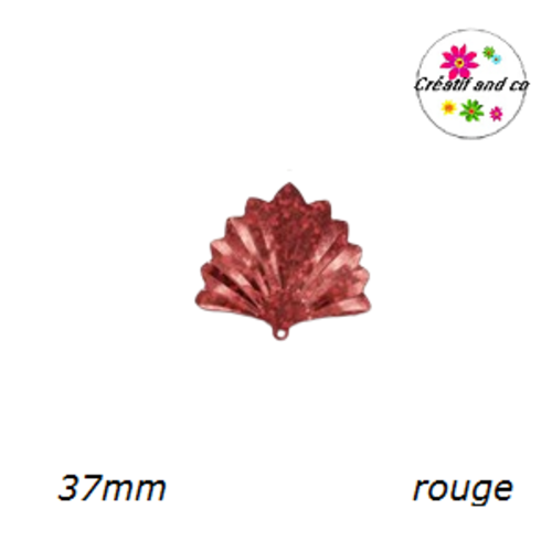 Grand sequin connecteur laser rouge forme éventail 37mm