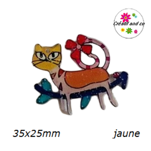 Breloque chat ton jaune 25mm