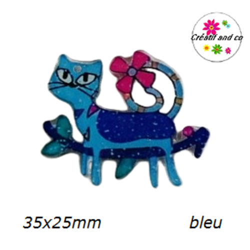Breloque chat ton bleu 25mm