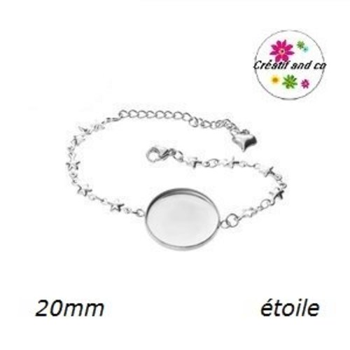 Bracelet étoile acier inoxydable pour cabochon 20mm