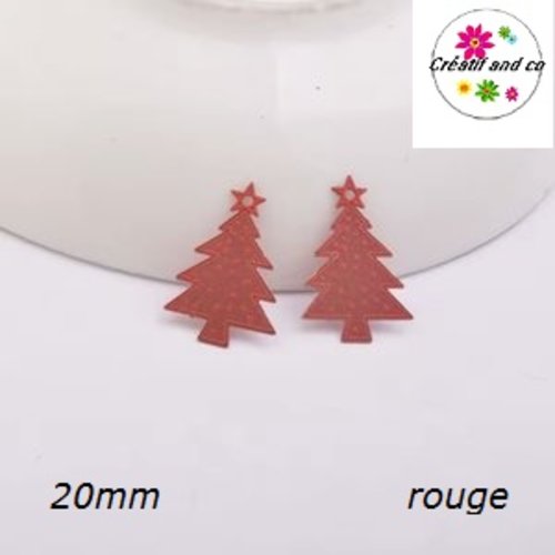 Breloque estampe sapin de noël rouge  20mm