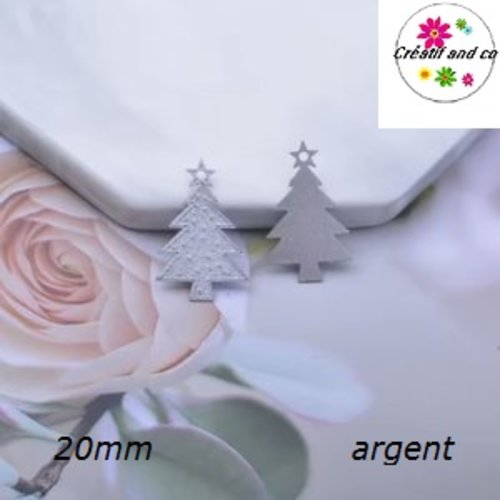 Breloque estampe sapin de noël argent 20mm