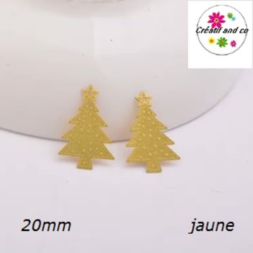Breloque estampe sapin de noël jaune 20mm