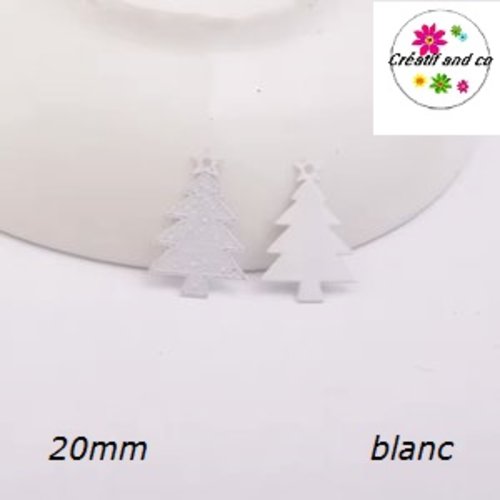 Breloque estampe sapin de noël blanc 20mm