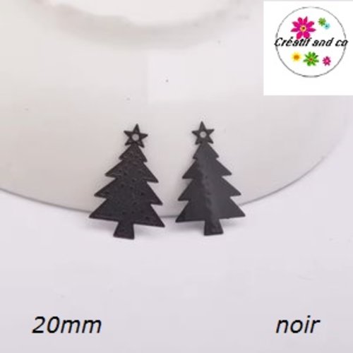 Breloque estampe sapin de noël noir  20mm