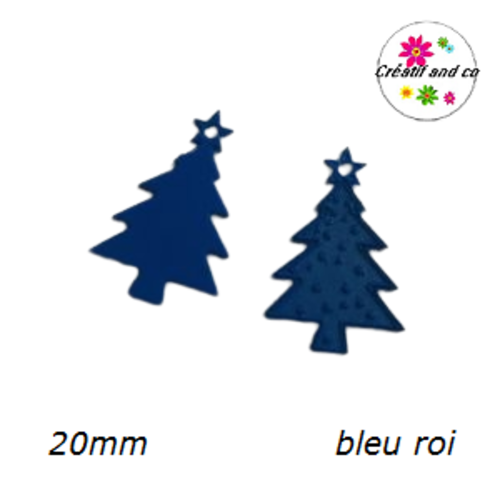 Breloque estampe sapin de noël bleu roi 20mm