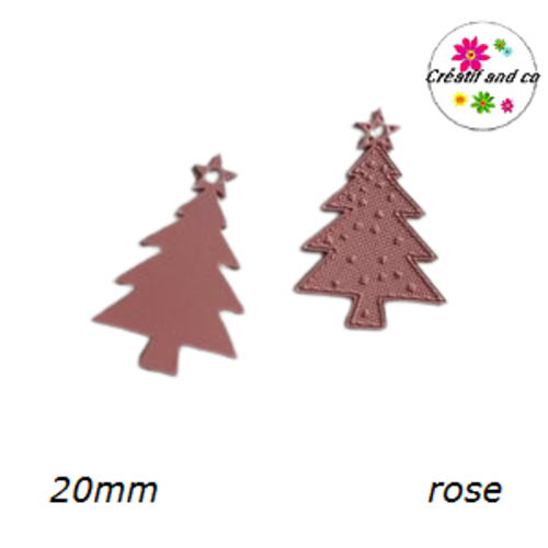 Breloque estampe sapin de noël rose 20mm