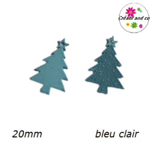 Breloque estampe sapin de noël bleu clair 20mm