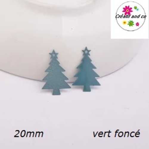 Breloque estampe sapin de noël vert foncé 20mm