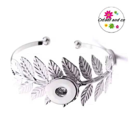 Bracelet ouvert feuille métal pour bouton pression 18/20mm