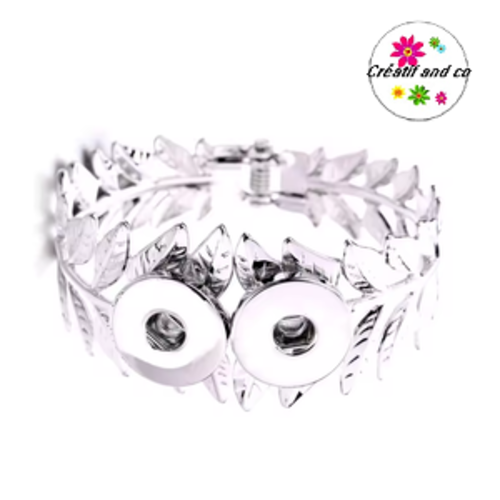 Bracelet double feuille métal pour bouton pression 18/20mm