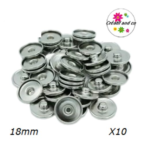 10 supports bouton pression 18mm pour bijoux