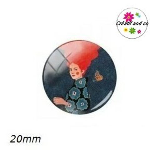 Cabochon femme chevelure orange 20mm