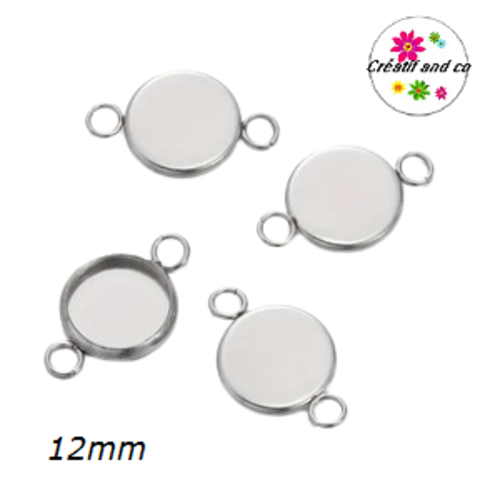 Connecteur acier inoxydable pour cabochon 12mm