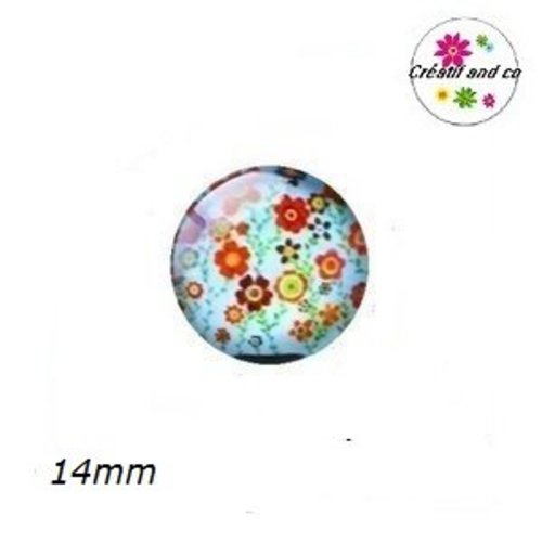 X2 cabochons fleuris 14mm