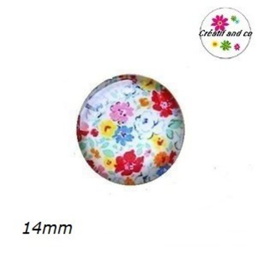 X2 cabochons fleuris 14mm