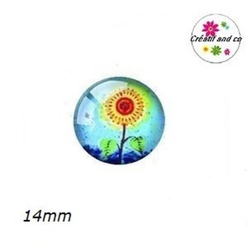 X2 cabochons fleuris 14mm