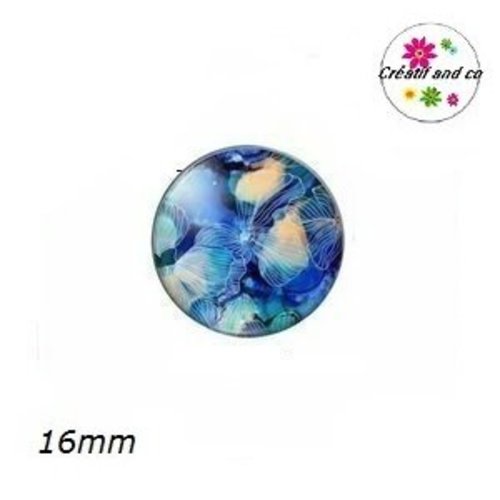 X2 cabochons fleur colorée 16mm