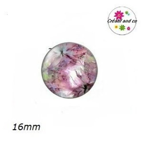 X2 cabochons fleur colorée 16mm
