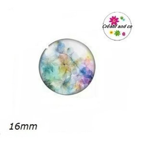 X2 cabochons fleur colorée 16mm