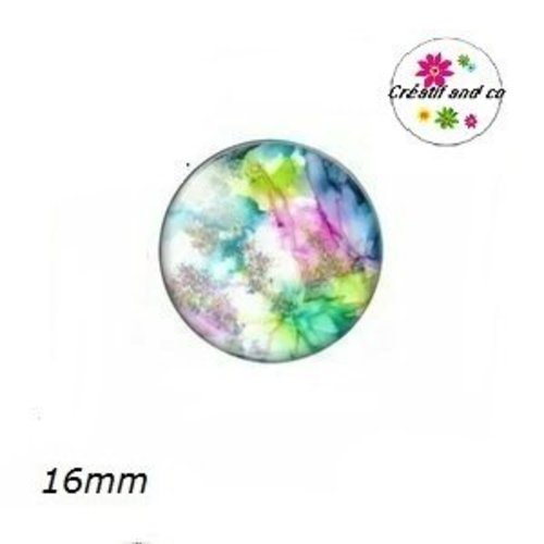 X2 cabochons fleur colorée 16mm