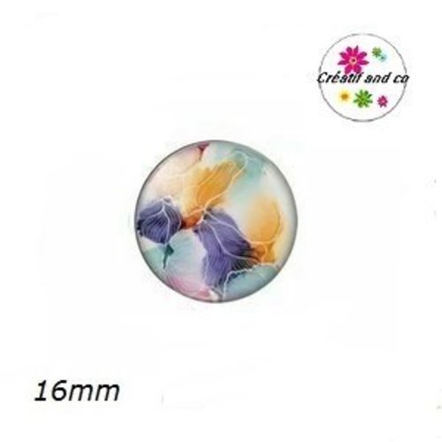 X2 cabochons fleur colorée 16mm