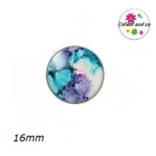 X2 cabochons fleur colorée 16mm