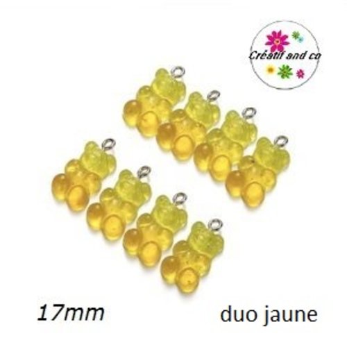 Breloque ourson translucide bi-couleur jaune/jaune d'or