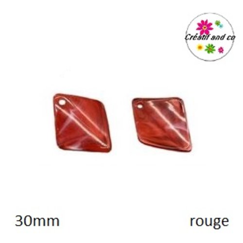 Perle forme diamant rouge 30mm