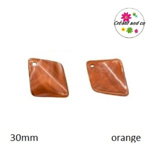 Perle forme diamant orange 30mm